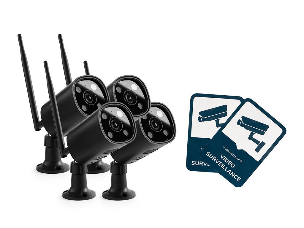 Nexsmart™ vision5 plus 2k hd overvågningskamera - 4 pak+klistermærke